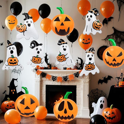 10 Packs 16 Inches Halloween Inflatable Pumpkin&Ghost Outdoor Decorations PVC Inflatable Hanging Pumpkin&Ghost Ornaments Blow Up Pumpkin&Ghost for Halloween Party Yard Garden Outdoor Decoration
