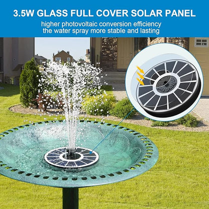 SZMP Solar Fountain, 3.5W Glass Panel, 2000mAh Battery, 4 Fixed Pipes, 7 Nozzles, White Solar Panel, for Garden Décor Bird Bath Swimming Pool