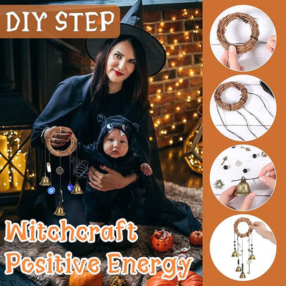 62 Pcs Witch Bells DIY Kit for Door Knob for Protection Witch Bell Witchy Decor Hanging Witchcraft Decorations Witches Wind Chimes Decor