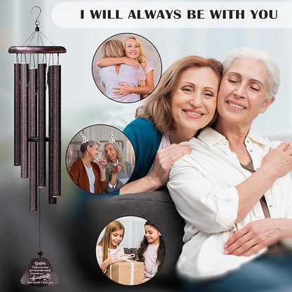 Sister Birthday Gifts 32” Wind Chimes, Sister Gift, Birthday Gifts for Sisters, Sis Wind Chimes for Graduation Christmas Mothers Day