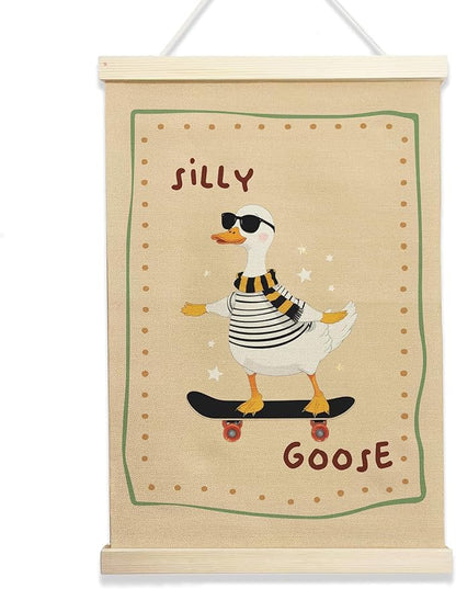 NQDWX Trendy Silly Goose Hanging Flag - Whimsical Animal Wall Decor for Kids Room, 12x17 Inch Playful Nursery Banner, Unique Gift for Teens & Goose Lovers. (147)