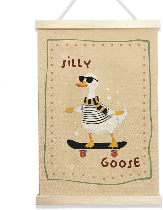 NQDWX Trendy Silly Goose Hanging Flag - Whimsical Animal Wall Decor for Kids Room, 12x17 Inch Playful Nursery Banner, Unique Gift for Teens & Goose Lovers. (147)