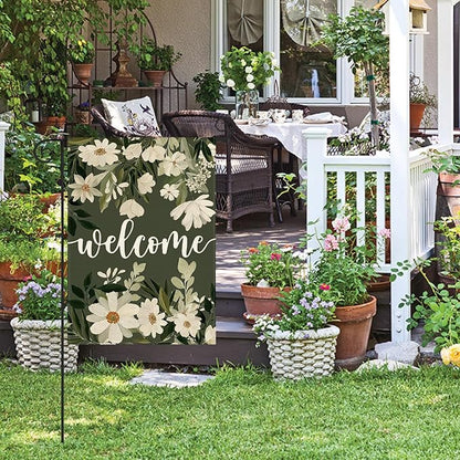 AVOIN colorlife Daisy Spring Flowers Garden Flag 12x18 Inch Double Sided Outside, Seasonal Floral Welcome Yard Outdoor Flag