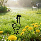 GLOBLELAND 2pcs Cute Cartoon Chicken Mental Garden Stakes Black Silhouette Chickens Decorative Yard Stakes Trees Metal Outdoor Art Decor for Yard Patio Lawn Walkway Ornament