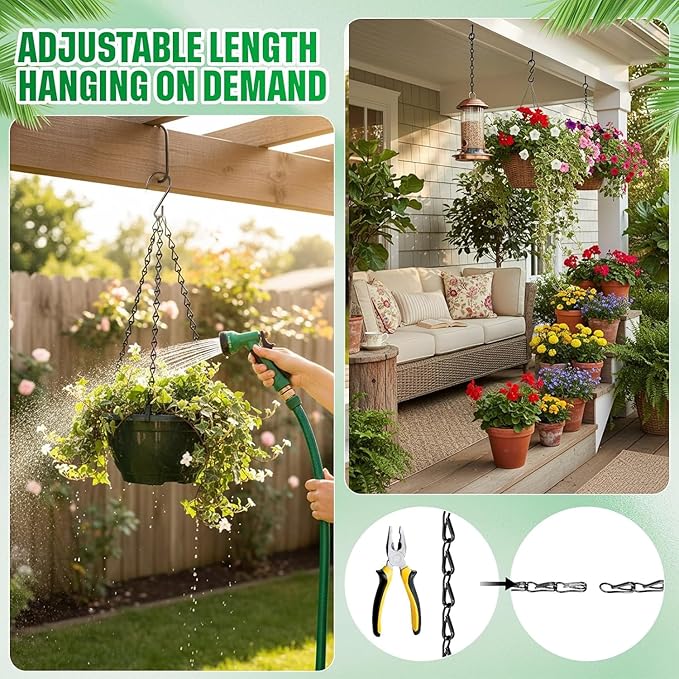 EBOOT 2 Pcs Hanging Chain for Bird Feeders, Planters, Lanterns and Ornaments (35 Inch,Black)