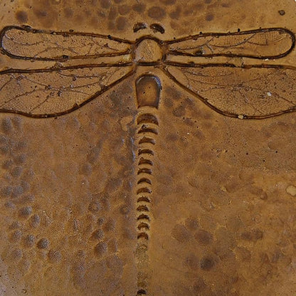 BestNest Athens Round Dragonfly Stepping Stones, Autumn Wheat, Pack of 2, Concrete Garden Discs with Raised Dragonfly Design, Durable Brown Hues, Flat Base for Easy Placement, Outdoor Pathway Decor