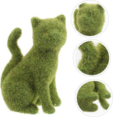Yardwe Flocking Cat Figurine Decor Lifelike Green Flocking Kitten Statue for Outdoor Lawn Garden and Balcony Decoration Realistic Faux Moss Animal Ornament for Versatile Use