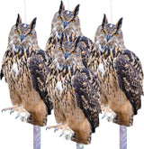 Owls to Keep Birds Away: 4 Pack Fake Owls with Reflective Tape for Garden Patio, Bird Scare Reflective Hanging Decoration to Keep Birds Pigeon from Windows Tree Garden