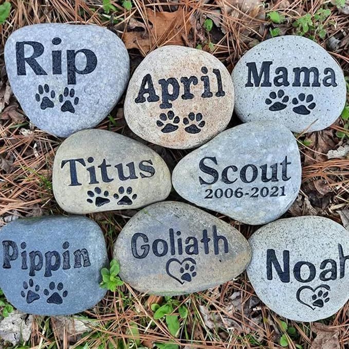EBONY Personalized Pet Memorial Garden Stones for Dog or Cat Headstone Custom Pet Memorial Stone Customize with Name and Date Message Gift for Loss of Dog & Cat Lover (Standard)