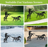 2 Pcs Year of The Horse Metal Garden Stakes, Running & Jumping Horse Silhouette Yard Art, Outdoor Lawn Patio Decor for Lunar New Year Rustic Metal Yard Stakes for Garden Pathway Farm Decor