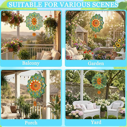 3D Wind Spinner, 12 inch 3D Kinetic Metal Garden Spinners, Rustproof Metal Garden Decor Yard Art, Wind Sculptures Ideal Gift for Homeowners & Garden Lovers
