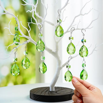 H&D HYALINE & DORA 3Inch Crystal Suncatcher Bauhinia Prisms Pendants 10Pcs Chandelier Crystals Replacement Hanging Sun Catcher Beads for DIY Arts Crafts Decor (Green)