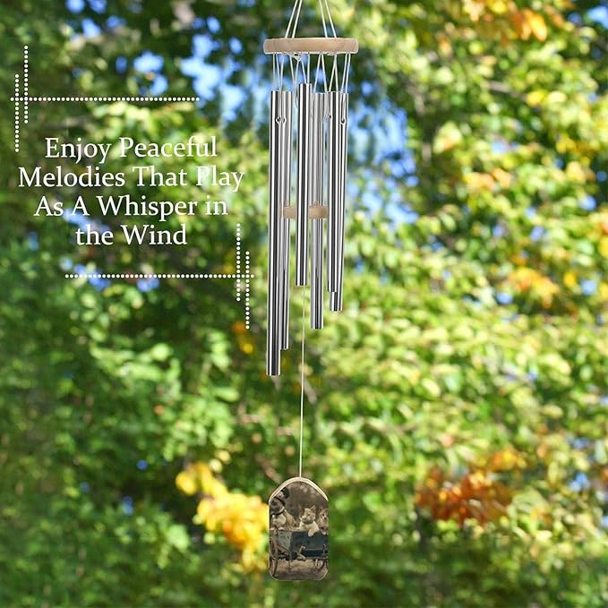 Wind Chimes for Outside,Retro Animal Style Printed Cute Aluminium Windchimes Outdoors,Soothing Melodic Memorial Wind Chime for House Porch Patio Garden Balcony Decor