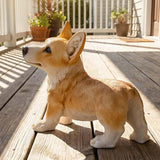 Charming Realistic Welsh Corgi Dog Statue | Realistic Animal Statues, Real Dog Statue Ornaments Perfect for Indoor & Outdoor Pet Decor - Home, Garden, Porch, Patio Accent
