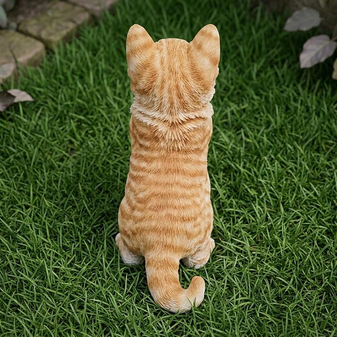 Elenon Praying Cat Figurine Garden Decor, Ornaments Pets Memorial Art Decorative, Kitten Statue Gift for Home Yard Patio Lawn Flower Bed (Orange)