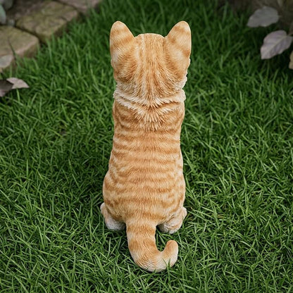 Elenon Praying Cat Figurine Garden Decor, Ornaments Pets Memorial Art Decorative, Kitten Statue Gift for Home Yard Patio Lawn Flower Bed (Orange)