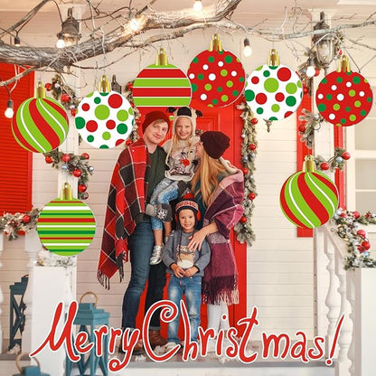 Vercraft 6 Pieces Large Christmas Balls Yard Signs with Stakes 15 Inch Outdoor Lawn Decorations Double Sided Xmas Balls Hanging Ornaments for Christmas Tree Garden Home Yard Decor