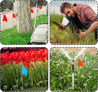Zozen Marking Flags, 500 Pack / 100 x 5 Colors / 15x4x5 Inch - Yard Flags for Lawn & Irrigation & Landscape & Sprinkler & Survey & Dog Training.