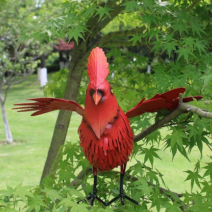 Cardinal Garden Decor Metal Yard Art Gifts Garden Sculptures Statues Large Red Bird Outdoor Decor,Gifts