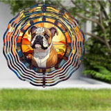 Bulldog Dog Wind Spinners Outdoor Dog Memorial Gifts, 3D Metal Kinetic Hanging Garden Wind Spinner, Spinner Decor, Wind Sculptures for Outdoor & Indoor, Window, Yard Decor (Bulldog 1)
