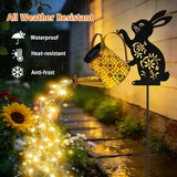 Solar Watering Can Lights, Bunny Hanging Lantern Solar Lights Outdoor, Rabbits Lover Gifts for Mom Women Birthday Mother's Day Christmas, Waterproof Garden Decor Outside Patio Yard Pathway Backyard