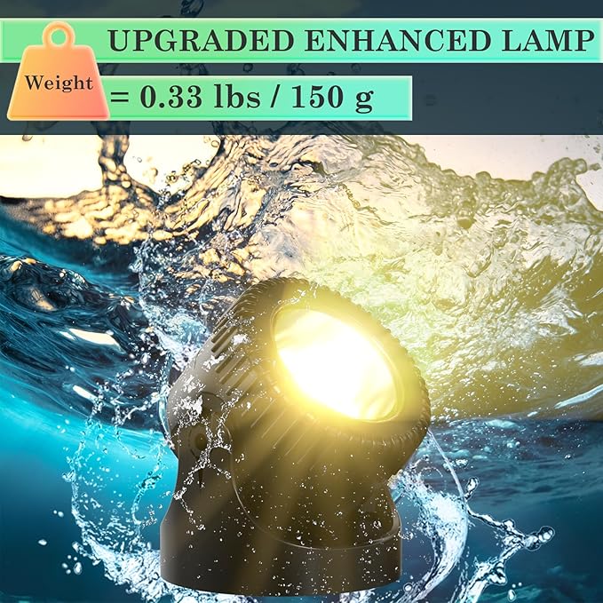 SoulBay Pond Lights LED Underwater, 4 Pack P68 Waterproof Low Voltage Landscape Lighting with 8-Hour Timer Plug for Fountain Fish Tank KOI Pond Water Features Outdoor, Warm White Bright 3200K