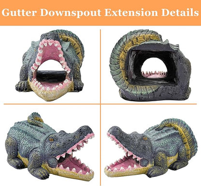 Teaeeno Alligator Decor Statue Gutter Downspout Extension Decorative,Crocodile Gutter Animal Statue Outdoor Decor,3"×4" Rain Gutter Downspout Splash Block,Garden Splash Block Outdoor Sculpture (Green)