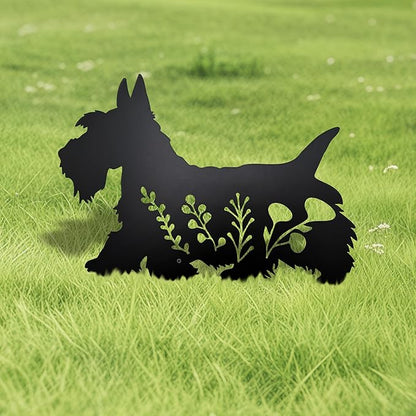 Dog Garden Stake - Unique Gift for Dog Lovers, Black Metal Outdoor Decor, Durable Yard Art Statue (Scottish Terrier)