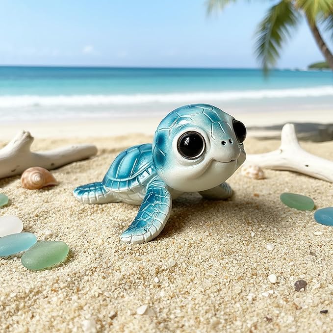 Turtle Statue Garden Decor - Blue Turtle Statue for Outdoor Garden Decor Outside Gardens Animal Statues for Home Courtyard Pond Backyard Patio Decoration Gift for Mother’s Day Women Birthday