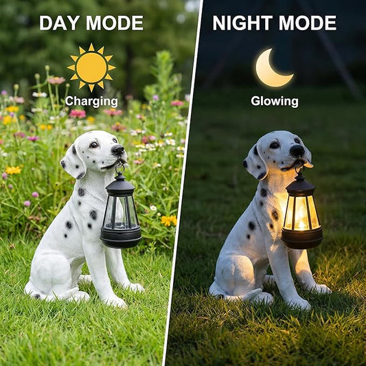 Garden Statues Dog Solar Hanging Light, Courtyard Resin Simulated Handicraft Dog Statue Ornament, Garden Yard Entrance Decoration.
