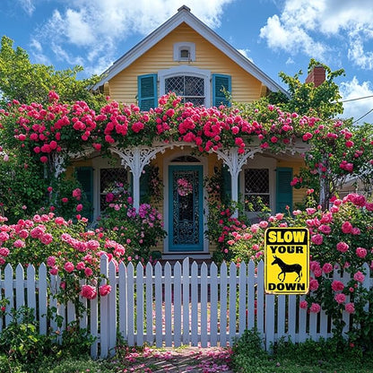 Funny Slow Down Signs for Neighborhoods - Vintage Slow Your Donkey Down Metal Tin Signs Warning Yard Decor Road Drive Slow Sign 8x12 Inch