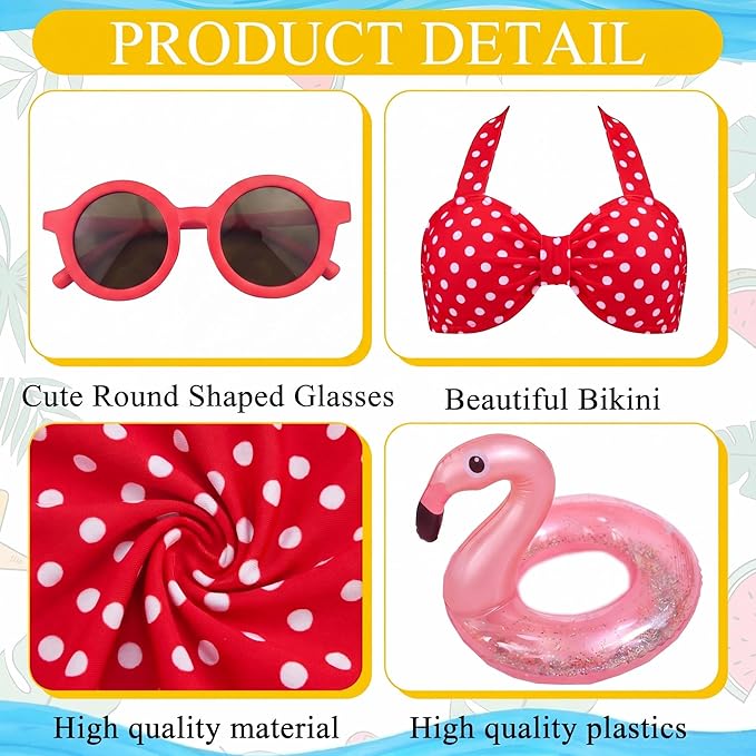 Abbylike 1 Set Hawaiian Porch Goose Outfits Summer Bikini Yard Goose Outfits Costume Clothes Fits Large 23'' Cement for Garden Yard Statue Pathway Decorations