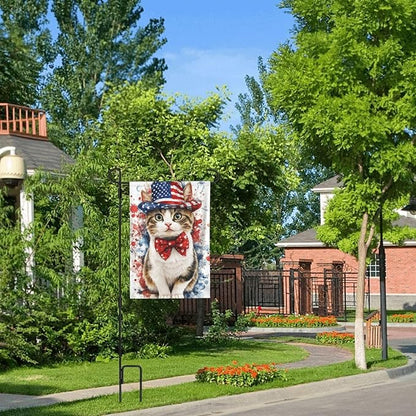 American Flag Garden Flags 12×18 Inch Cat Double Sided Decorative Yard Banner for Outdoor Outside Decor