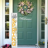 Hello Spring Wooden Porch Sign 47" Spring Large Welcome Porch Sign for Home Front Door Yard Season Decor