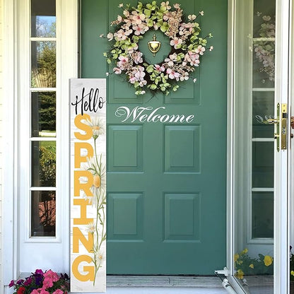 Hello Spring Wooden Porch Sign 47" Spring Large Welcome Porch Sign for Home Front Door Yard Season Decor
