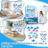 28.5" Blue Glass Sea Wind Chimes for Outdoor, Handcrafted Fish Wind Chimes for Outside, Small Unique Suncatcher Hanging Windchimes for Garden Patio Yard Beach Party Wedding Decor Women Gift