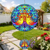 Wind Spinners Outdoor Colorful Tree of Life, 12 inch Laser Cut Metal Art Geometric Pattern Wind Spinners Decor Birthday Gifts for Women, Mom - Hanging Kinetic for Yard, Garden, Patio, Outdoor