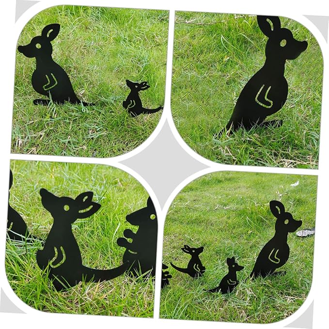 BESPORTBLE Hollow Iron Kangaroo Lawn Statue Outdoor Garden Art Decor for Backyard and Courtyard Weatherproof Animal Figurines for Farmhouse and Rustic Style