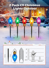 Strawberry Jumbo C9 Christmas Pathway Lights Outdoor - 2 Pack Total 17 Feet 10 LED C9 Christmas Light, C7 Light Covered Jumbo Bulb Christma Lights Outdoor Decorations for Yard Lawn Holiday Outside