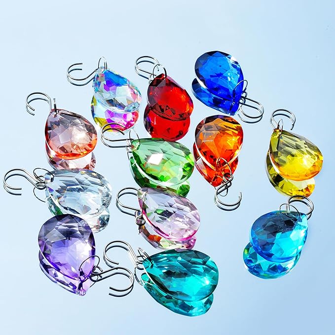 H&D HYALINE & DORA 10pcs Bauhinia Crystal Suncatcher Prisms Chandelier Beads Replacement 38mm Hanging Crystals Ornament Pendant for Window Wedding Party Decor,Pink