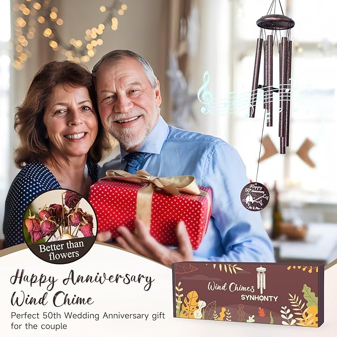 50th Anniversary Wind Chimes Gifts for Men Women, Romantic 50 Year Anniversary for Couples, Parents, Wife, Husband, Friends, Happy Anniversaries Decorations
