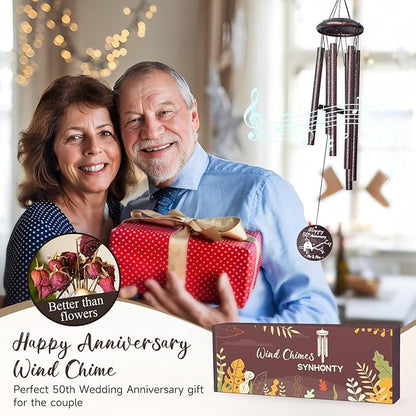 50th Anniversary Wind Chimes Gifts for Men Women, Romantic 50 Year Anniversary for Couples, Parents, Wife, Husband, Friends, Happy Anniversaries Decorations