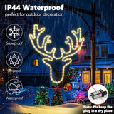 Christmas 32'' Large Reindeer Lights Decoration - 134LED Waterproof Christmas Outdoor Lighted Large Elk Sign for Wall Decor with Timer for Outdoor Home Party Wall Hanging Light