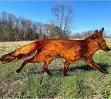 Rustic Metal Fox Garden Stakes: Sneaky Animal Metal Fox Garden Decoration, 3D Animal Shape Yard Art Sculptures for Patio Lawn Yard Backyard Art Decoration