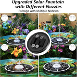 AISITIN 6.5W Solar Glass Panel Fountain, LED Colorful Lights & Remote Control, Rechargeable with Storage, Solar Powered Water Fountain Pump with Integrated Bracket for Bird Bath, Garden, Outdoor, Pond