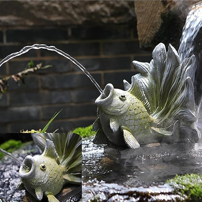Goldfish Shape Pond spitters for Small Ponds, Fish Tank Automatic Circulation Water Landscaping Ornaments, Pool Fountains for Above Ground Pools, Garden Decor for Koi Pond(Gray,24 * 24 * 30cm)
