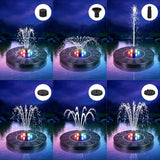 Solar Fountain for Bird Bath with Lights, Solar Bird Bath Fountains with 7 Nozzles, Outdoor Solars Water Fountain Pump for Birds Baths, Garden, Pool, Pond
