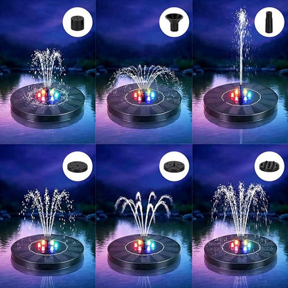 Solar Fountain for Bird Bath with Lights, Solar Bird Bath Fountains with 7 Nozzles, Outdoor Solars Water Fountain Pump for Birds Baths, Garden, Pool, Pond