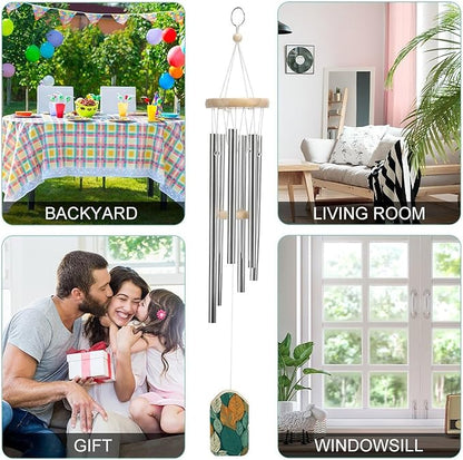 Wind Chimes for Outside,Carpeted with Leaves Printed Cute Aluminium Windchimes Outdoors,Soothing Melodic Memorial Wind Chime for House Porch Patio Garden Balcony Decor