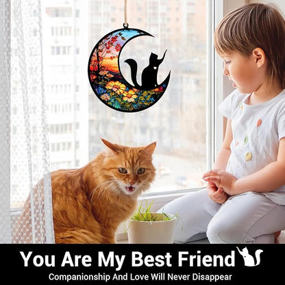 Cat Memorial Suncatcher Windows Memorial Ornament Pet Sympathy Gift for Loss of Cat Personalized Decorations Sun Catcher in Loving Memory for Loss Christmas Decor